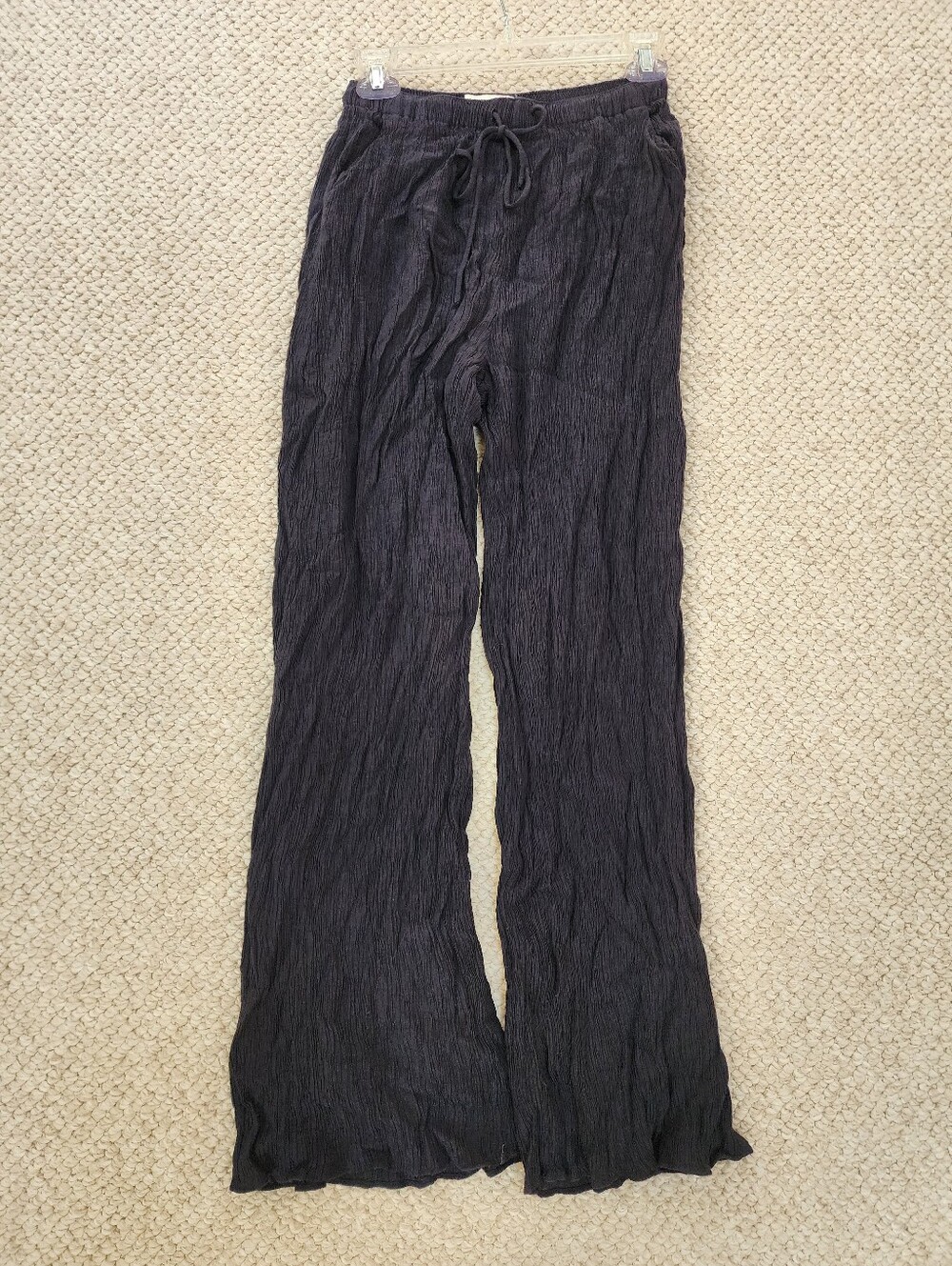 Womens Abercrombie & Fitch Wide Leg Crinkle Gemma Style Drawstring Pants Sz S